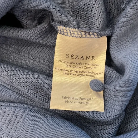 Sézane Eleonora Negligee Blue Button Front Knit Slip Dress Medium